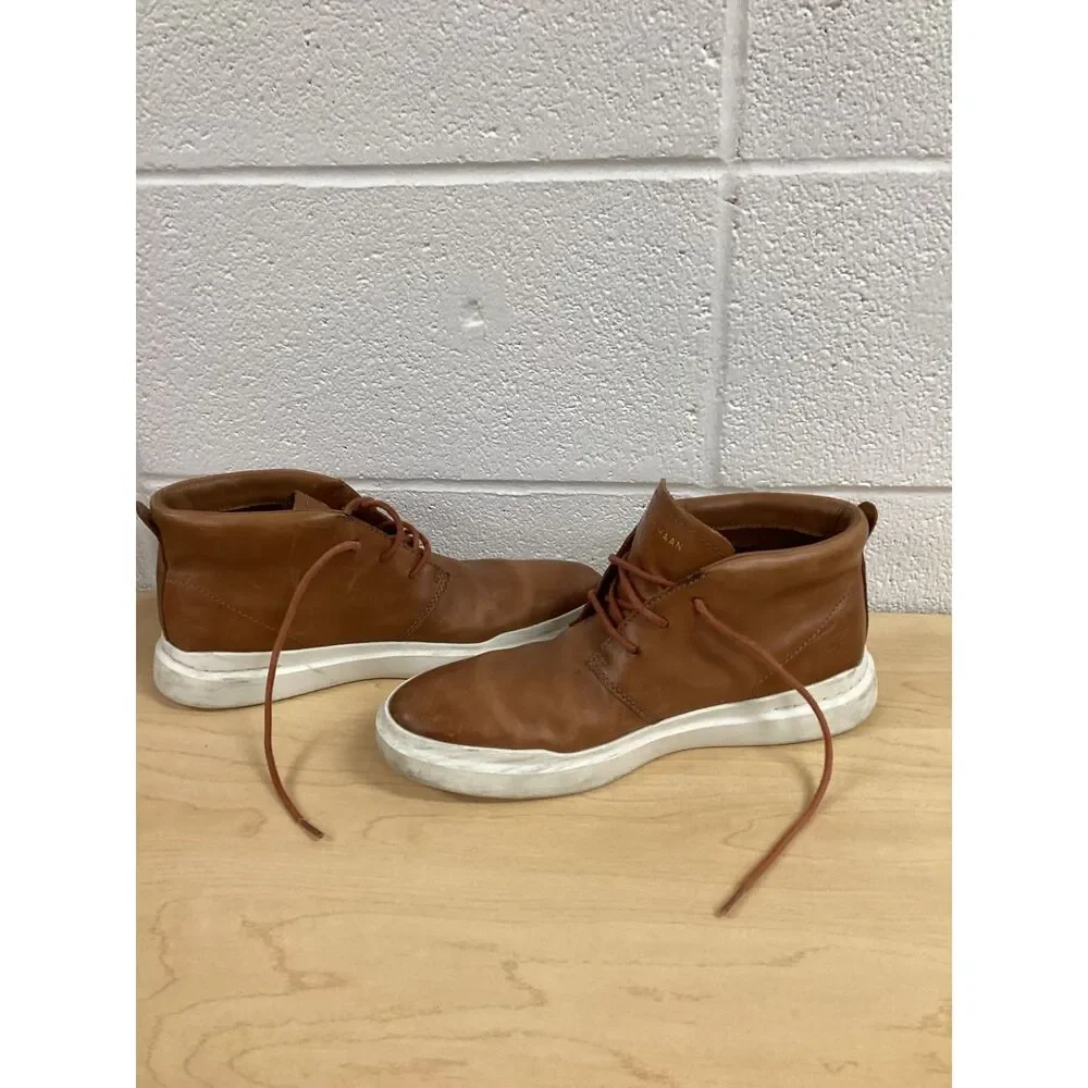 Cole Haan GrandPro Rally Chukka Leather Sneakers British Tan Mens 8.5 Comfort